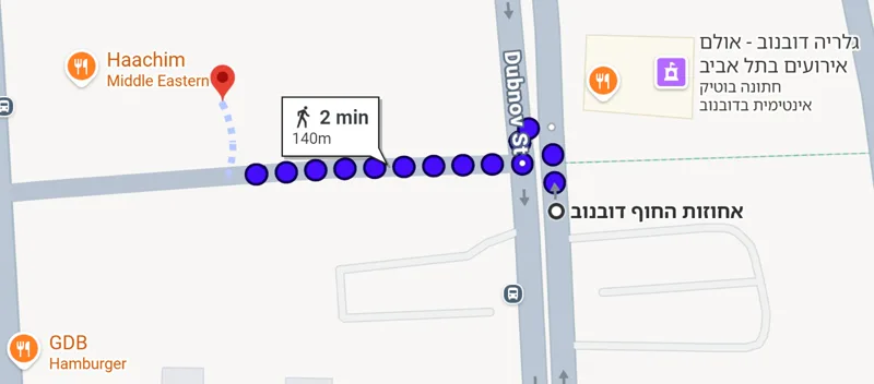 מסלול הליכה מחניון דובנוב לשגרירות יוון